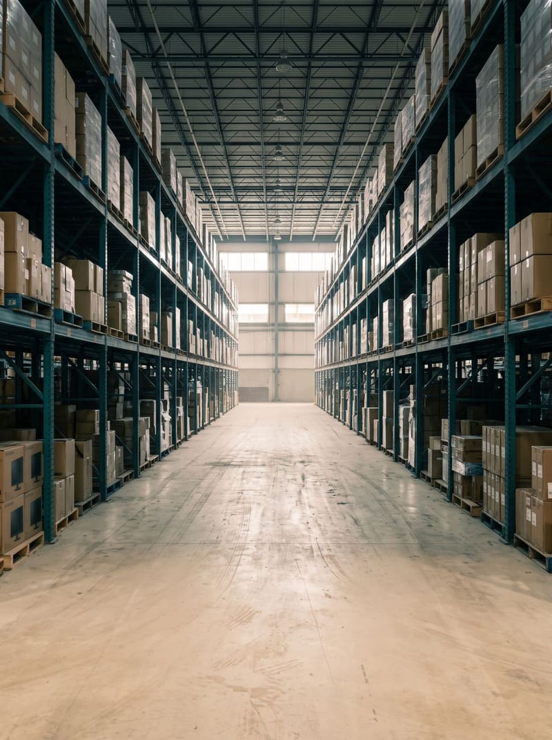 The Lahore warehouse aisle at dawn